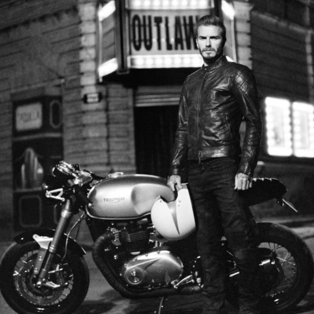 Belstaff Black Outlaw Beckham Waxed Italian Calf Leather Motorcycle Jacket